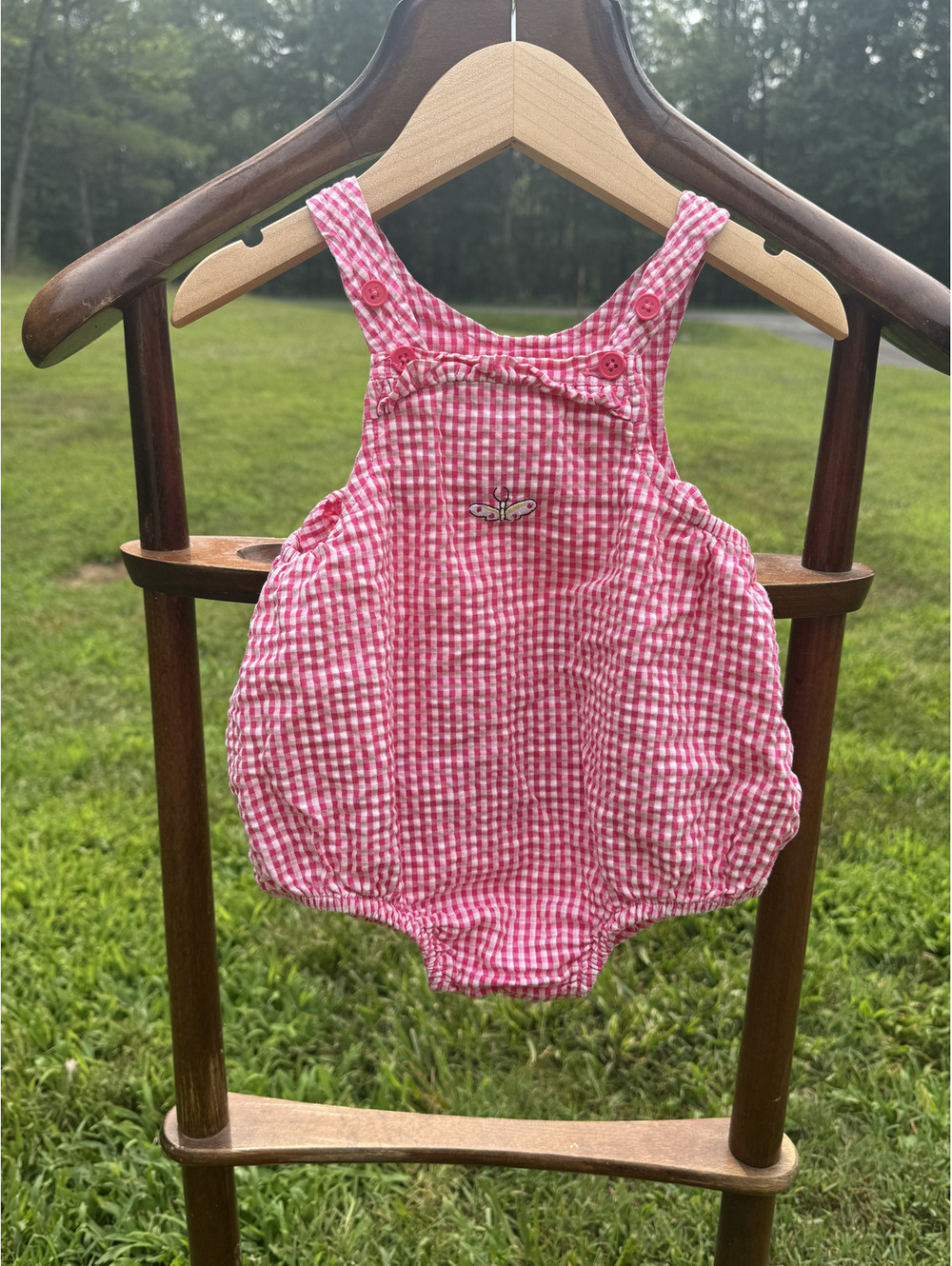 Pastel Rainbow Gymboree Infant Pink Gingham Cotton Bubble Romper 6-12 Months